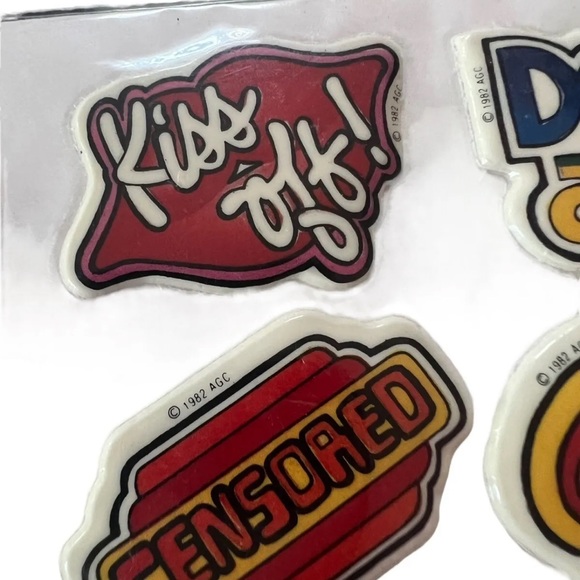1982 American Greetings 80’s Slang Funny Puffy Stickers NOS - Picture 3 of 6
